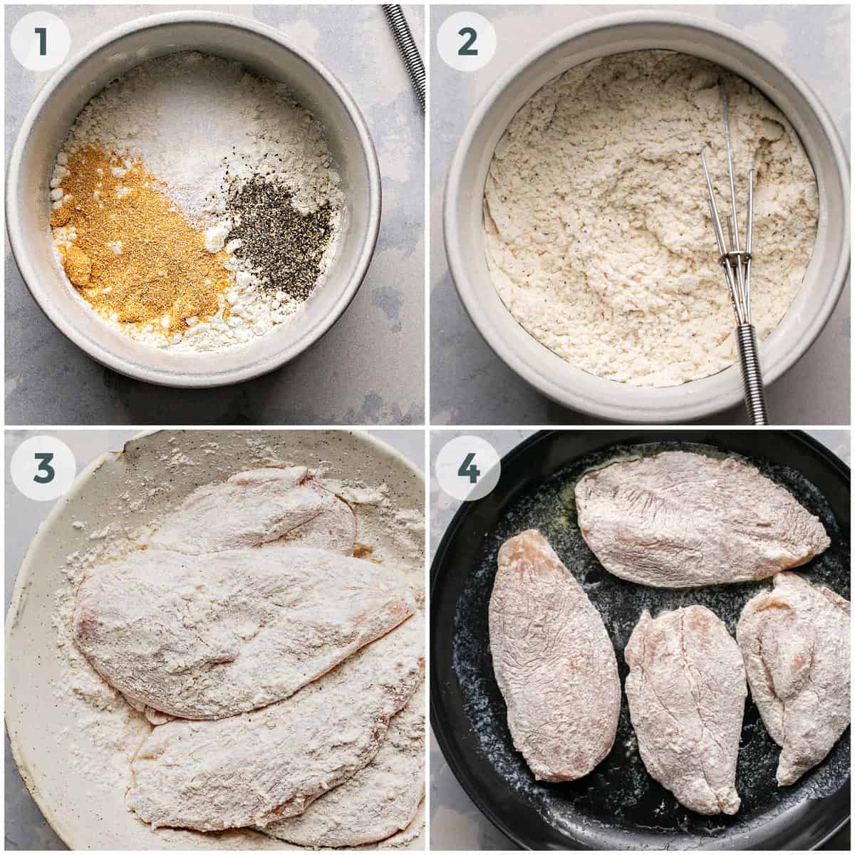 steps 1-4 of garlic parmesan chicken and asparagus recipe
